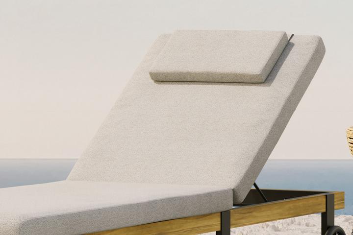 Gartenliege Creme Grau inkl. Auflage Kissen Bezug Olefin abnehmbar und waschbar imprägniert