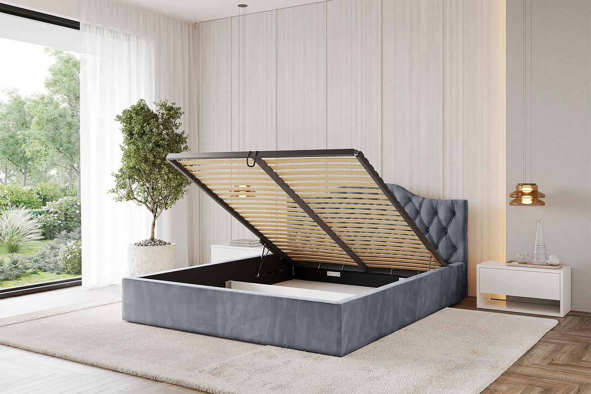 POLSTERBETT mit Bettkasten und Lattenrost, Bett mit Matratze H3/H4 - FALIO-V1 120x200 Grau - Grau, Holzwerkstoff/Textil (120/200cm) - ALTDECOR