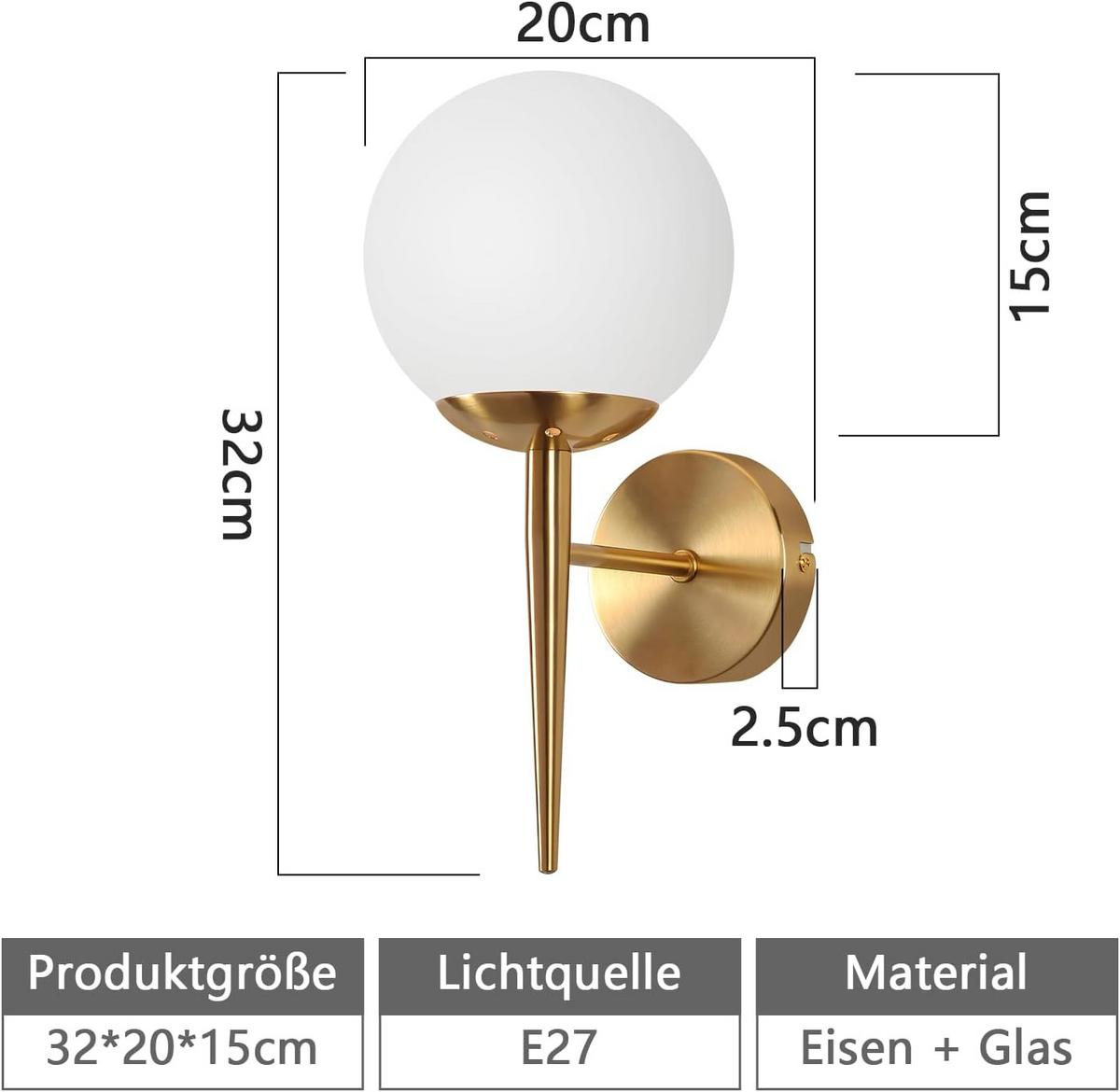 WANDLEUCHTE Jyxoh 20.0/15.0/32.0 cm - Goldfarben, Metall (20/15/32cm) - ZMH