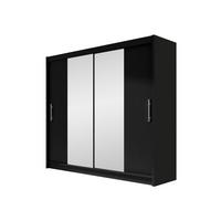 KLEIDERSCHRANK London II - Silberfarben/Schwarz, Holzwerkstoff/Kunststoff (180/215/58cm) - MIRJAN24