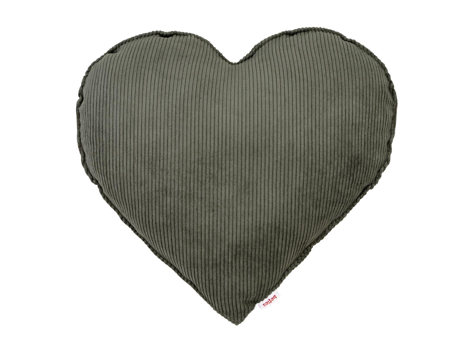 HERZKISSEN HYggelig No.1 stein-grau Cord-Samt 35/40 cm - Grau, Textil (35/40cm) - beties Heimtextil