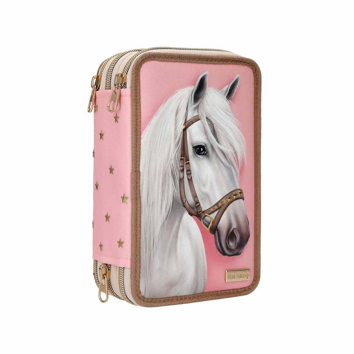 3-FACH FEDERTASCHE CLASSIC INKL. STIFTE Miss Melody rosa 7,5 x 13 x 20 cm - Rosa, Kunststoff (13/20/7.5cm) - Depesche Germany