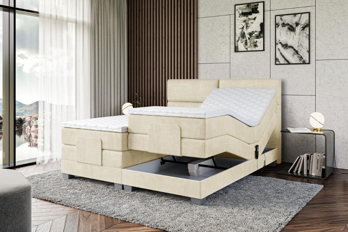 BOXSPRINGBETT elektrisch verstellbar mit 2 Matratzen H4/Taschenfederung MAYA EL 180 x 200 Beige - Beige, Holzwerkstoff (187/200cm) - ALTDECOR