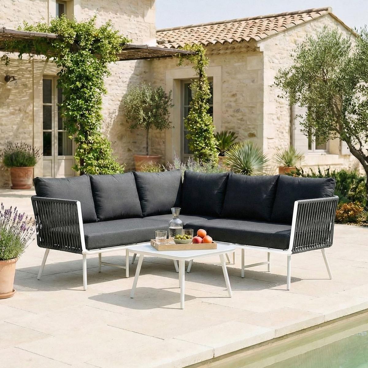 GARTENMÖBEL-SET JAKARTA - Weiß/Grau, Metall - IDIMEX