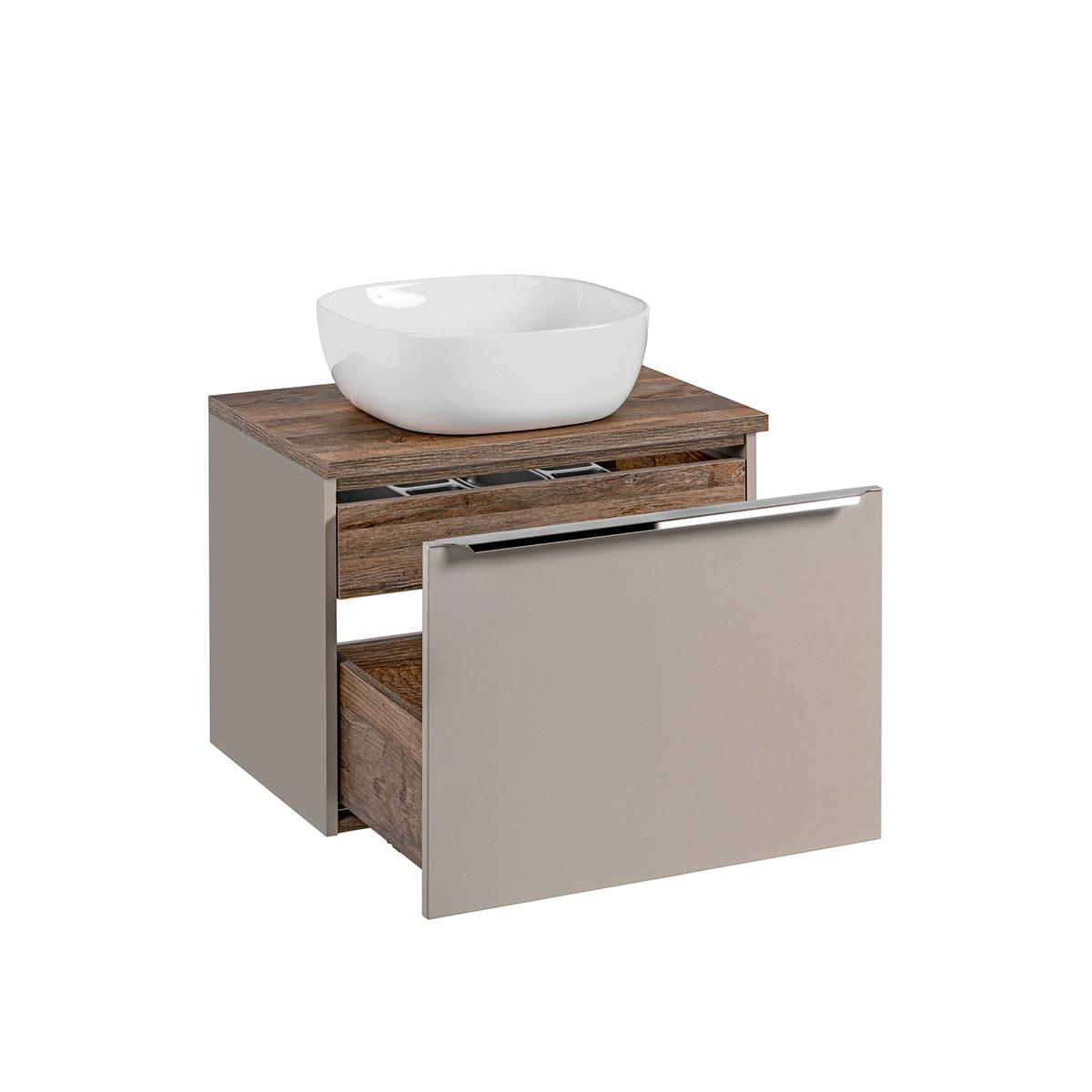 BADMÖBEL 60cm Éros 2er-Set Taupe - Taupe, Holzwerkstoff (60/48/46cm) - Petits-meubles