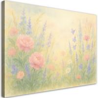 LEINWANDBILD Wildblumen im Nebel 120x80cm - Beige, Textil (120/80cm) - Feeby