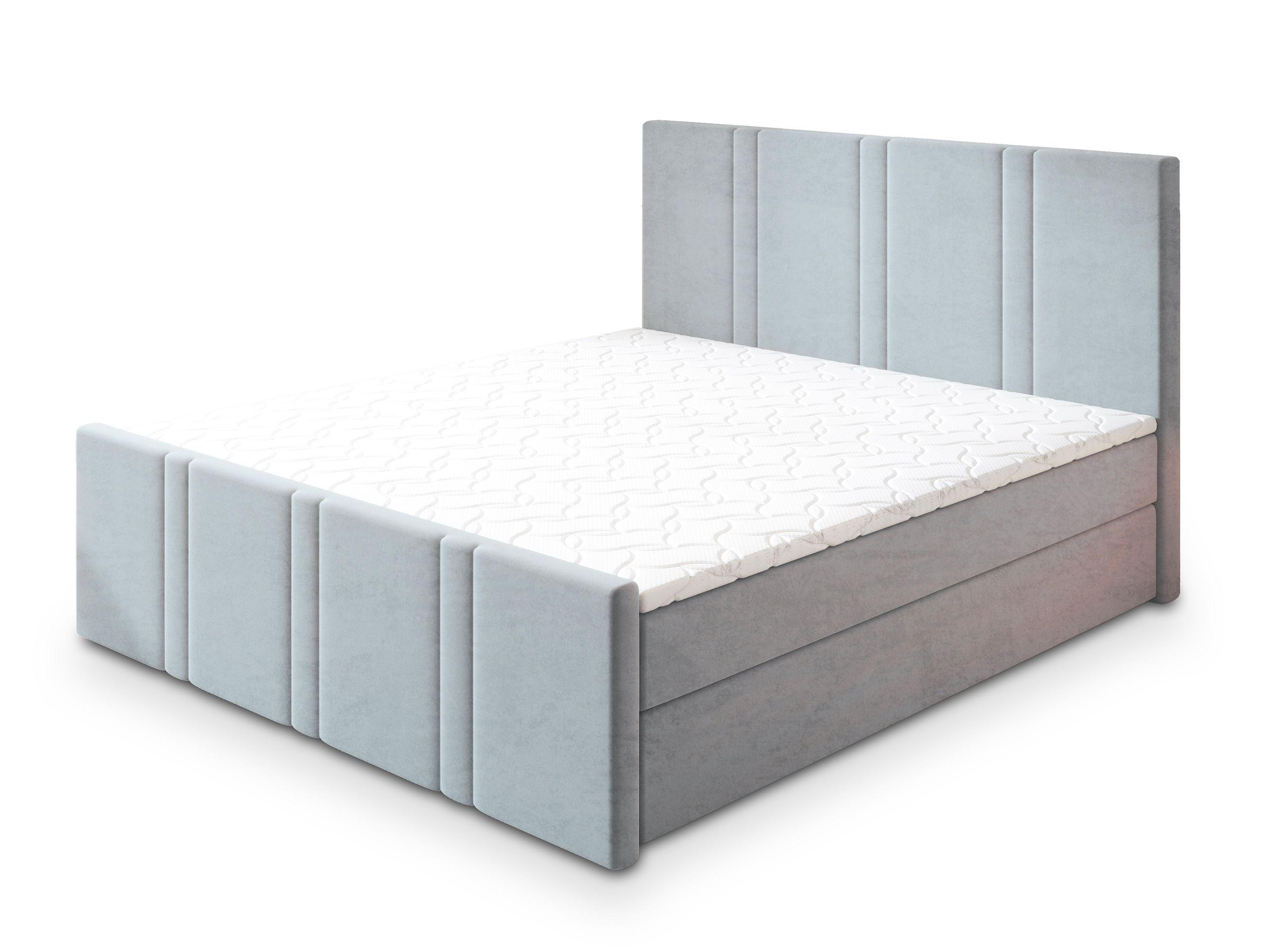 BOXBETT COMOZA 140x200 cm mit Matratze und Topper - Hellgrau - Hellgrau, Holz (140/200cm) - MASSENO
