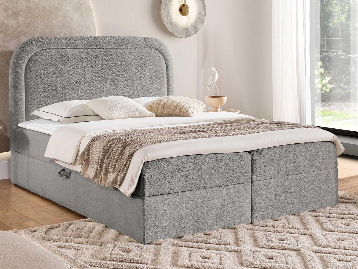 BOXBETT Bonito - H3 - Hellgrau/Schwarz, Holz/Holzwerkstoff (180/200cm) - MIRJAN24
