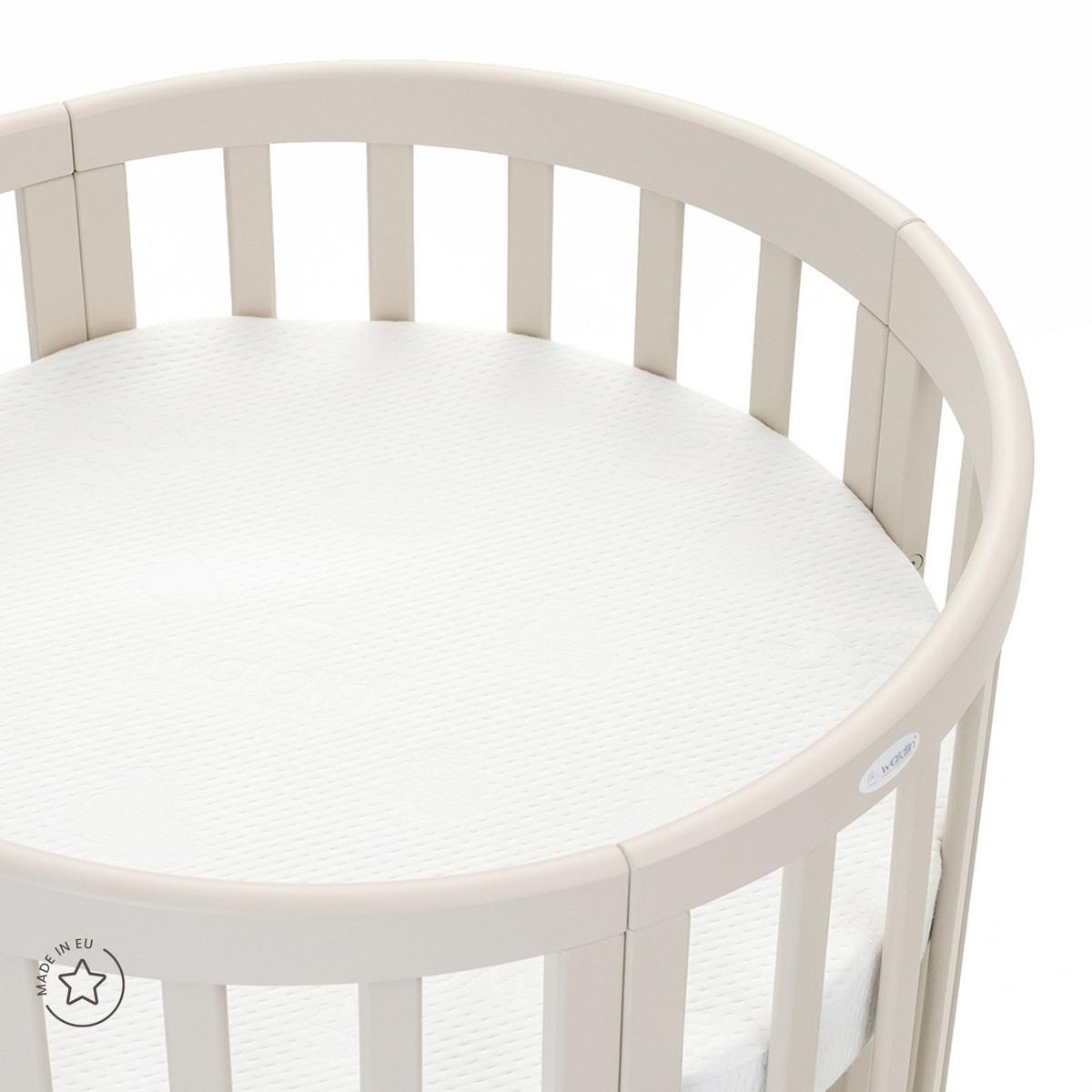 BABY Kokosmatratze 7in1 oval - Weiß, Naturmaterialien/Textil (73/73cm) - waldin