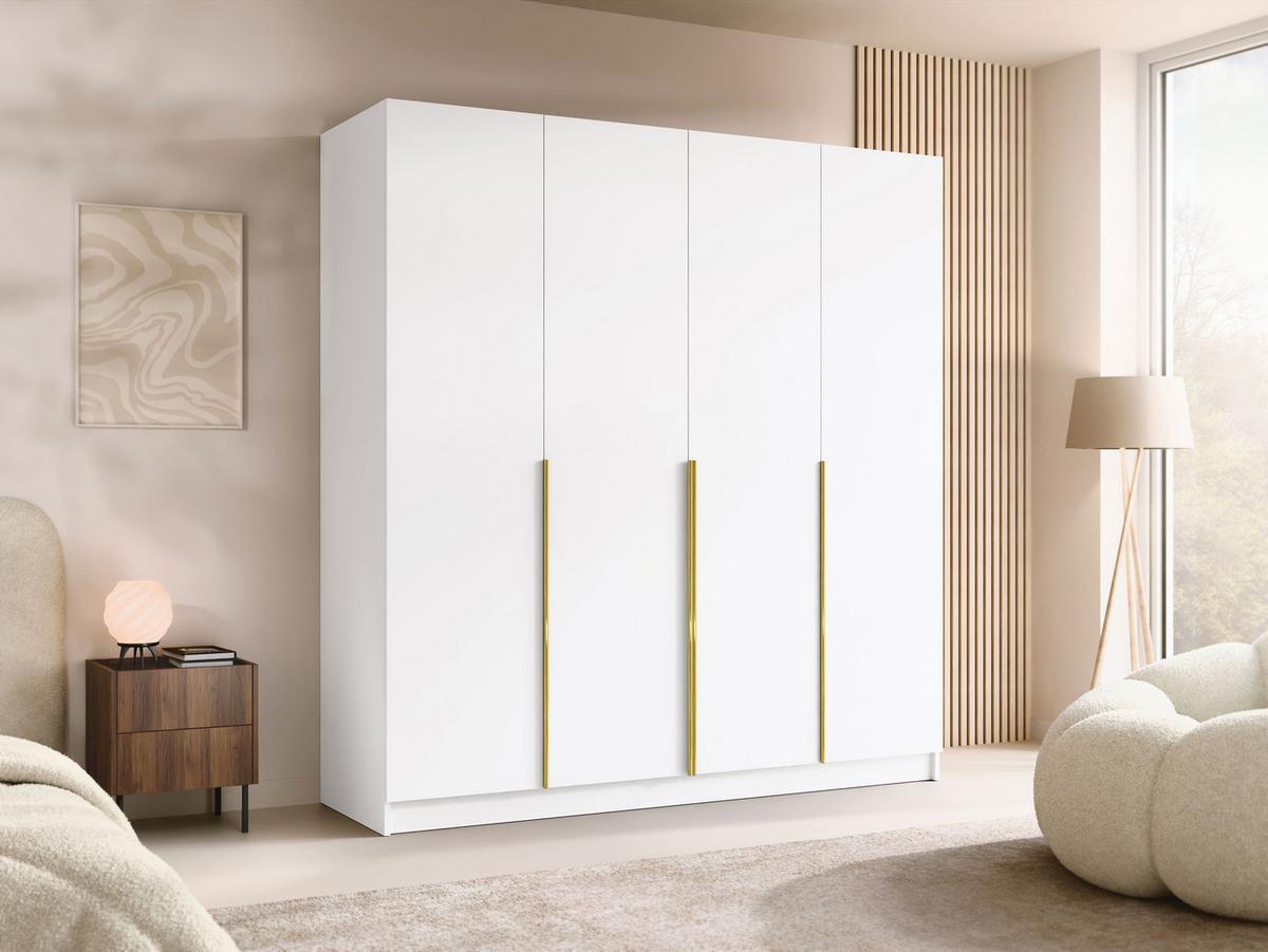 KLEIDERSCHRANK Santi I - Goldfarben/Weiß, Holzwerkstoff/Metall (200/215/58cm) - MIRJAN24