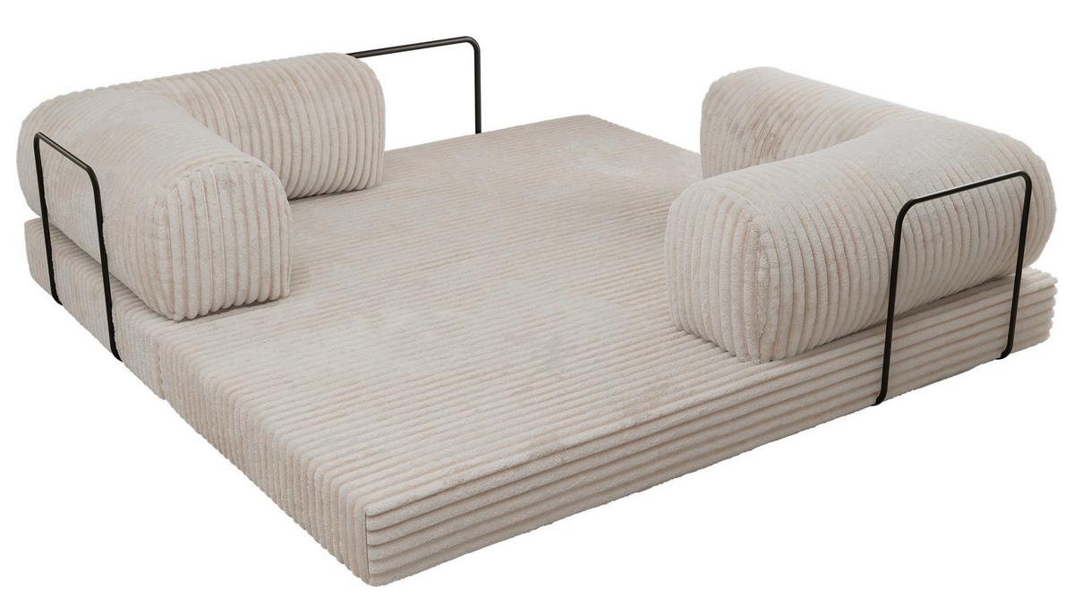 3-SITZER SOFA ORSETTO - Beige Cord - Beige/Schwarz, Textil/Metall (200/70/100cm) - MKS