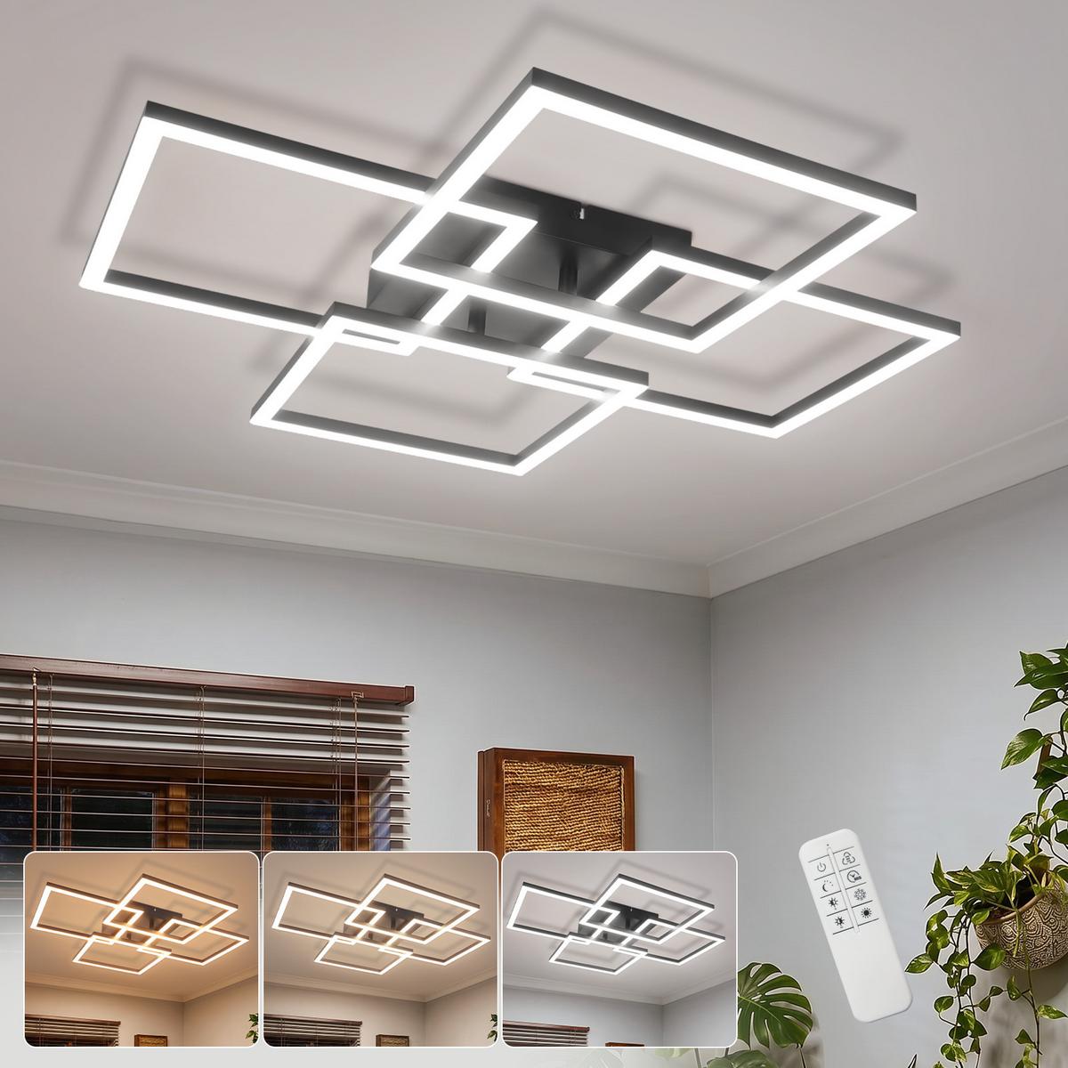 LED DECKENLEUCHTE Sylvex 58/58/6.7 cm - Schwarz, Kunststoff (58/58/6.7cm) - ZMH