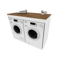 WASCHMASCHINENSCHRANK für Waschmaschine & Wäschetrockner 129/97/61 - Braun, Holzwerkstoff (129/97/61cm) - RAUMHIRSCH FURNITURE