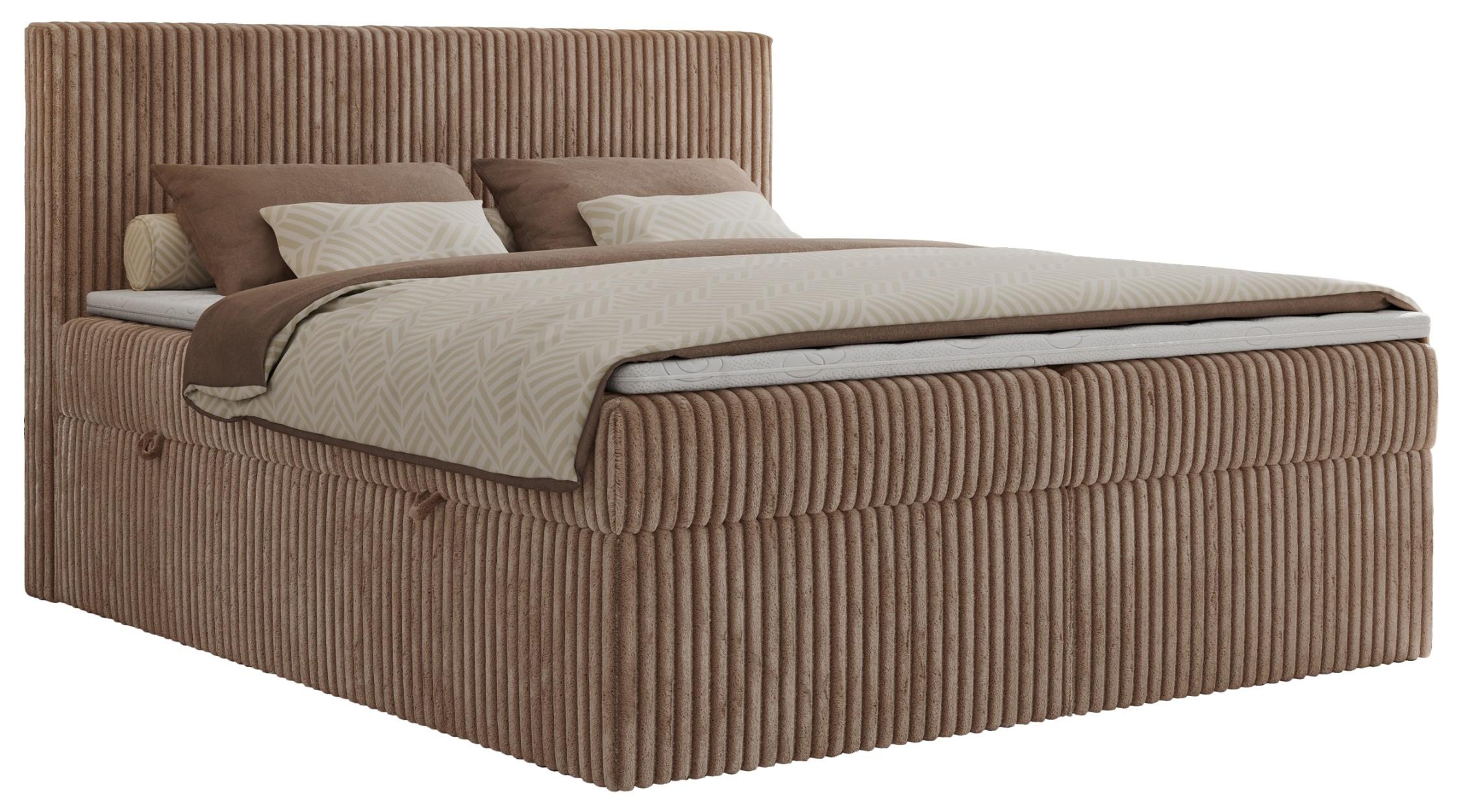 BOXBETT TILIANO 160/200 - Braun Cord - H4 - Braun, Textil (160/200cm) - MKS
