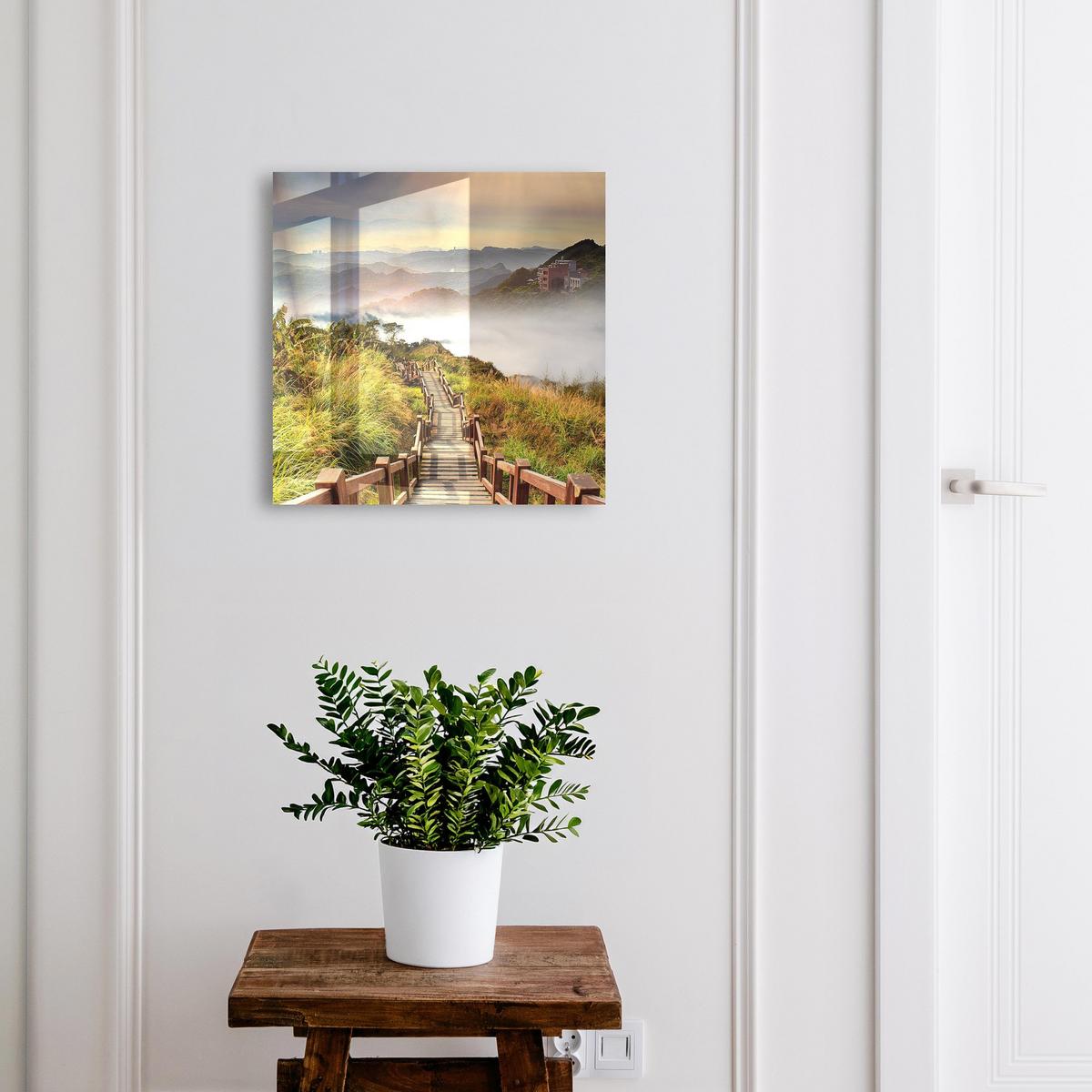 SCHLÜSSELBOX Schwarz 30x30 cm- Türöffnung nach rechts - Bergzauber - Grün, Metall (30/30/5cm) - TULUP