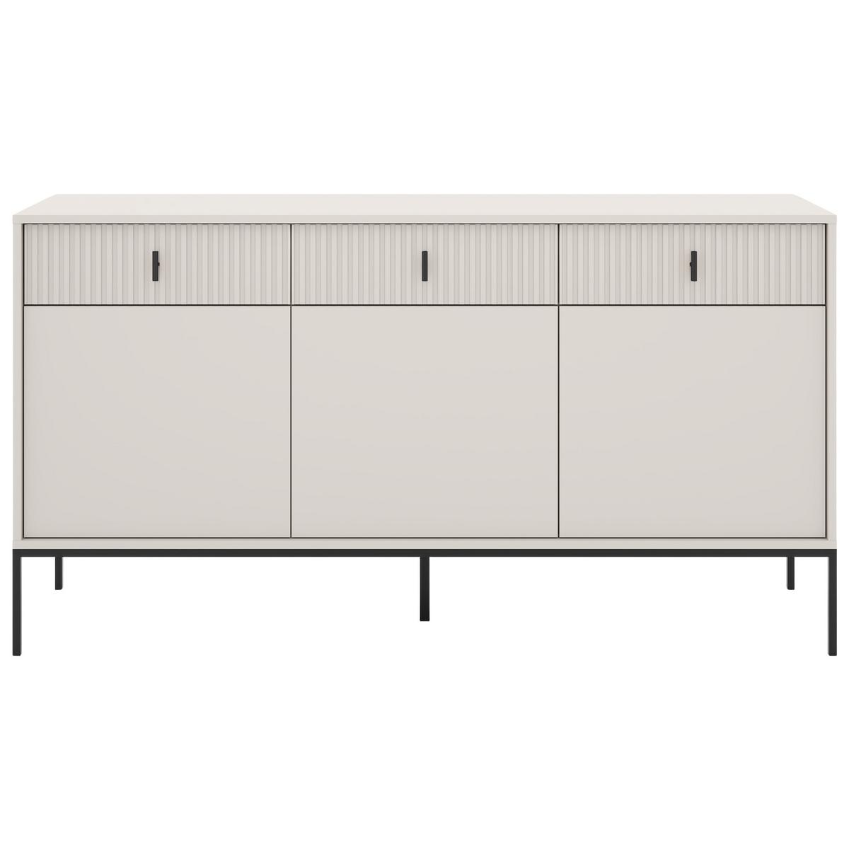 KOMMODE Marvello mit 3 Türen und 3 Schubladen, Kaschmir+Schwarz - Kaschmir/Schwarz, Holzwerkstoff/Metall (154/83/39cm) - Beautysofa