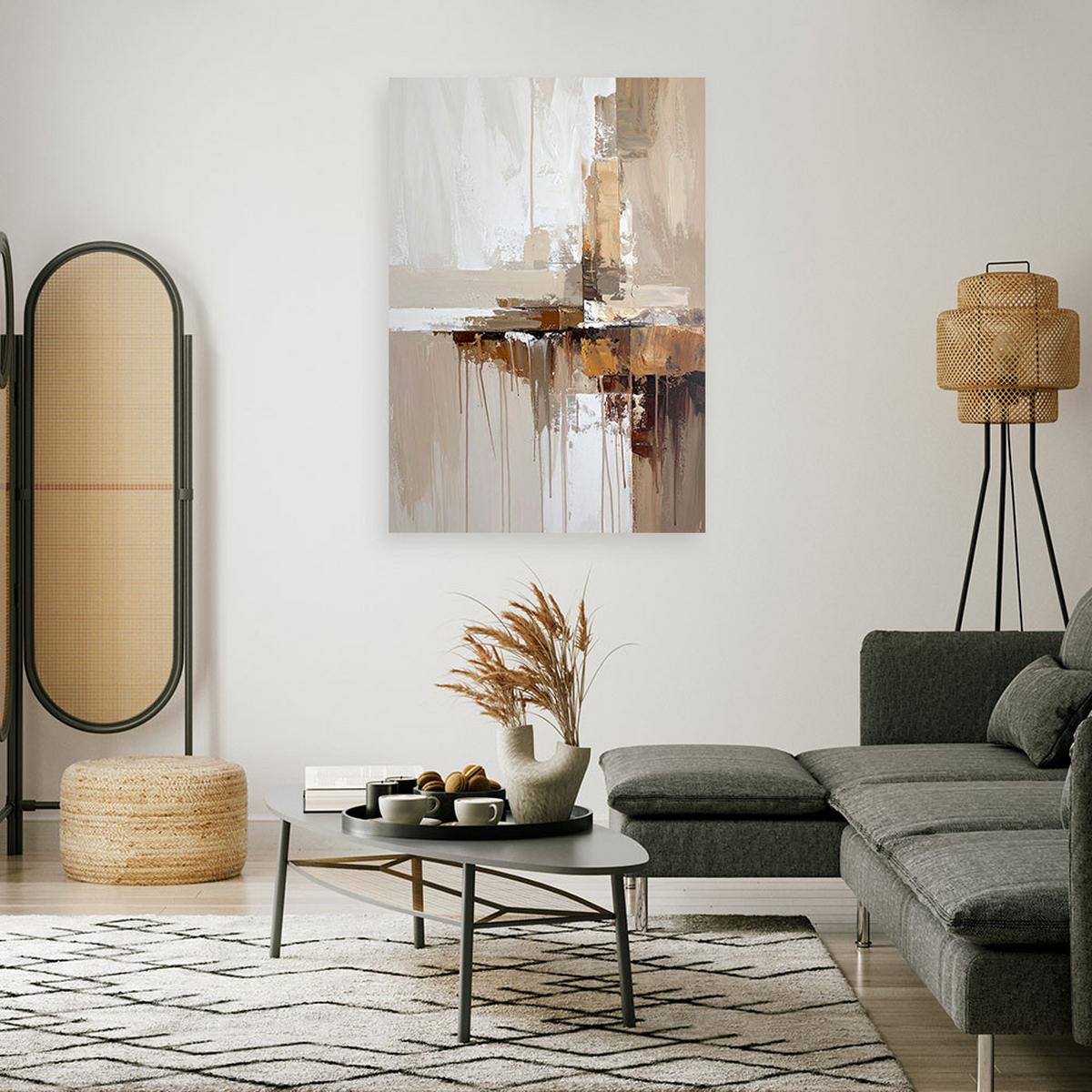 LEINWANDBILDER, Beige Abstrakt - Grau, Textil (20/30cm) - Feeby
