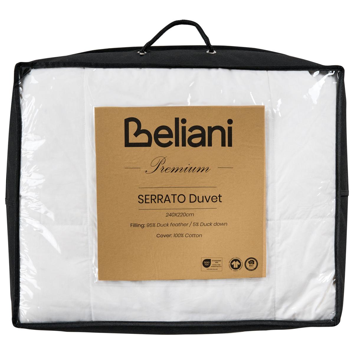 BETTDECKE Zweilagig Entenfedern und Daunen 4-Jahreszeiten 220/240 cm Serrato - Weiß, Textil (220/240cm) - Beliani