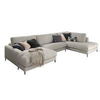WOHNLANDSCHAFT CARA Steingrau Cord - Greige/Schwarz, Textil (341/84/223cm) - KAWOLA