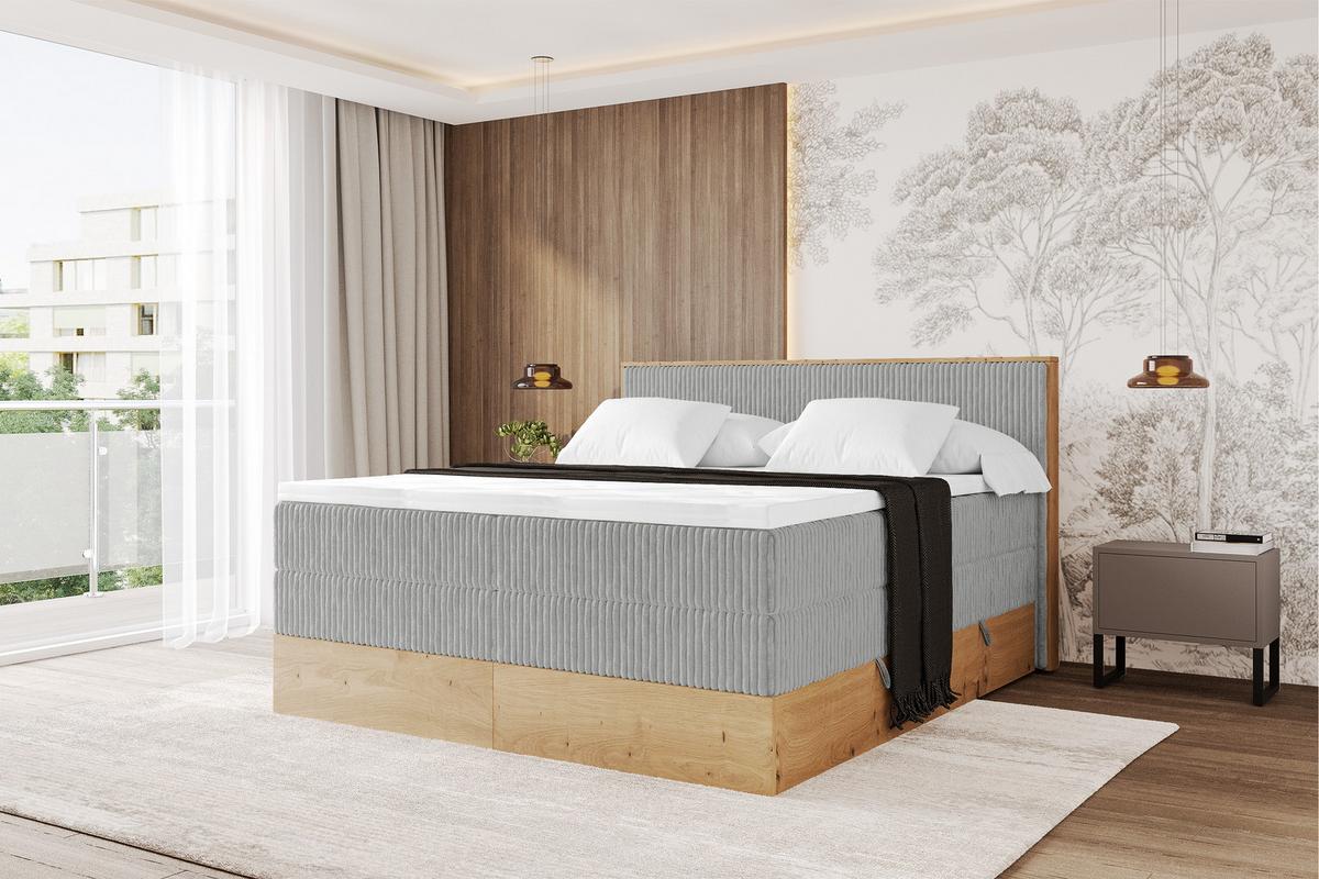 BOXSPRINGBETT LOLLI9 -KING 120x200 - H3/H4 Grau - Grau, Holzwerkstoff (120/200cm) - ALTDECOR