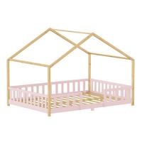 HAUSBETT Treviolo - Pink/Naturfarben, Holz (140/200cm) - [en.casa]