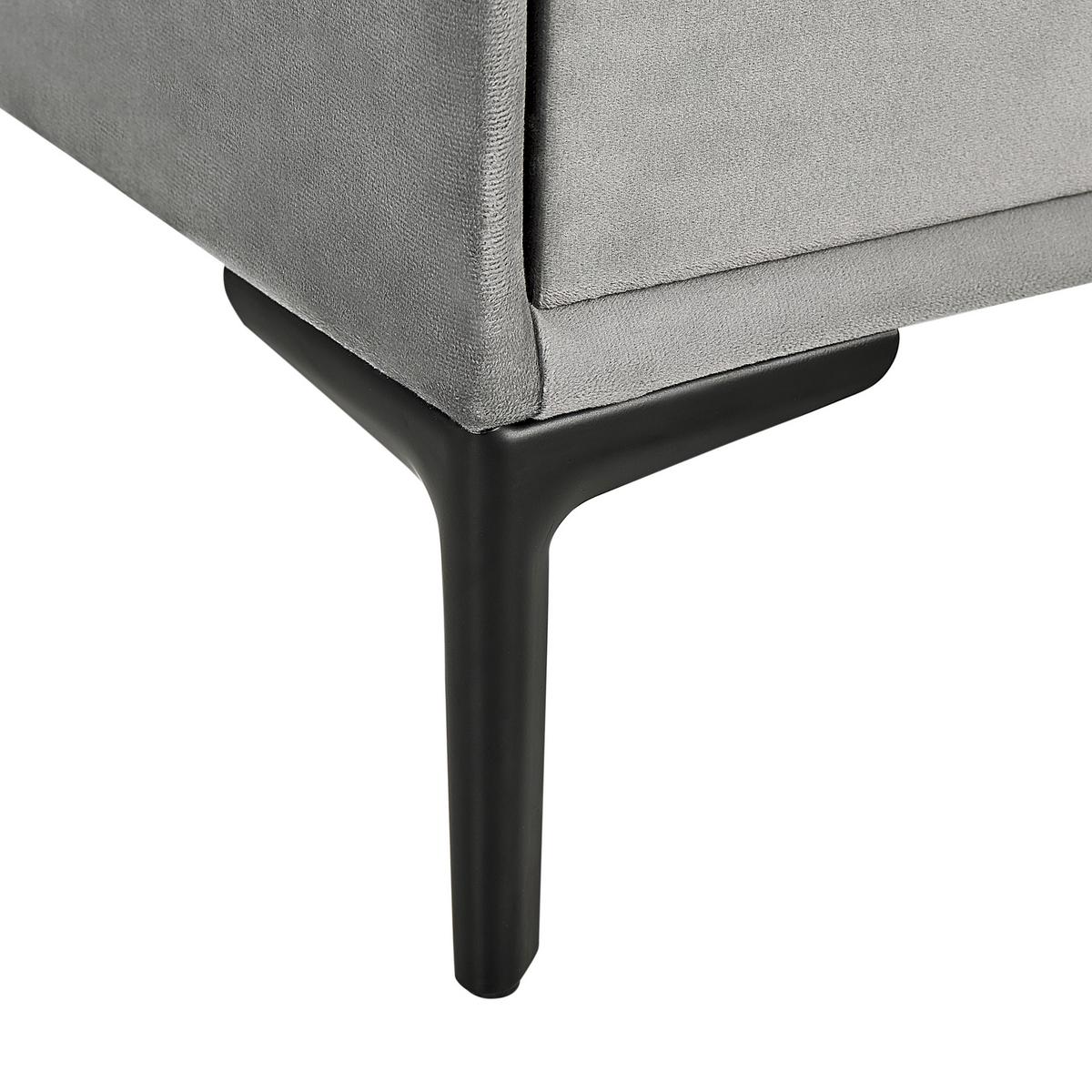 NACHTTISCH Samtstoff grau 2 Schubladen Sezanne - Schwarz/Grau, Textil (44/45/38cm) - Beliani