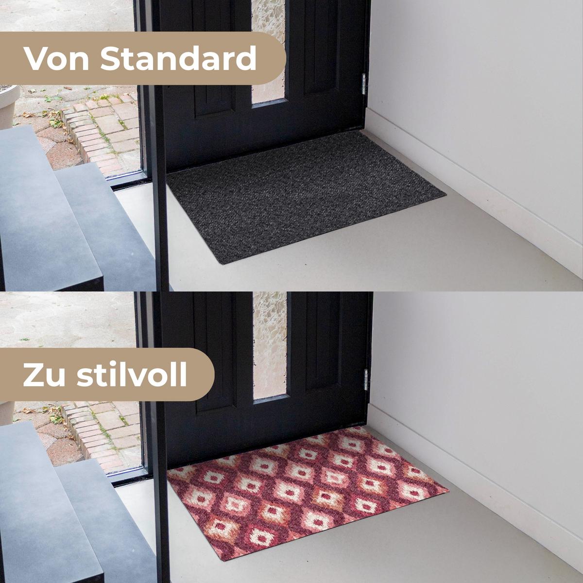 FUSSMATTE Diamantformen - Rosa - Muster - Textur Flurteppich 90x60 cm - Beere, Kunststoff (90/0.4cm) - MuchoWow