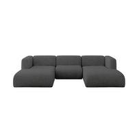 WOHNLANDSCHAFT MIRA-U1 317x179x70 Dunkelgrau Velours - Dunkelgrau/Schwarz, Holzwerkstoff/Kunststoff (317/70/179cm) - ALTDECOR