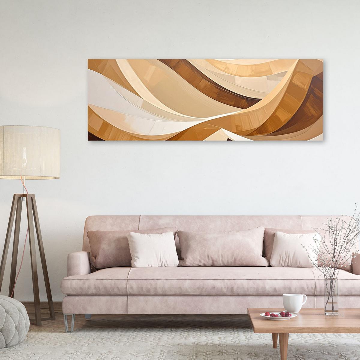 LEINWANDBILD 3D und geometrisch 120x40cm - Beige, Textil (120/40cm) - Feeby