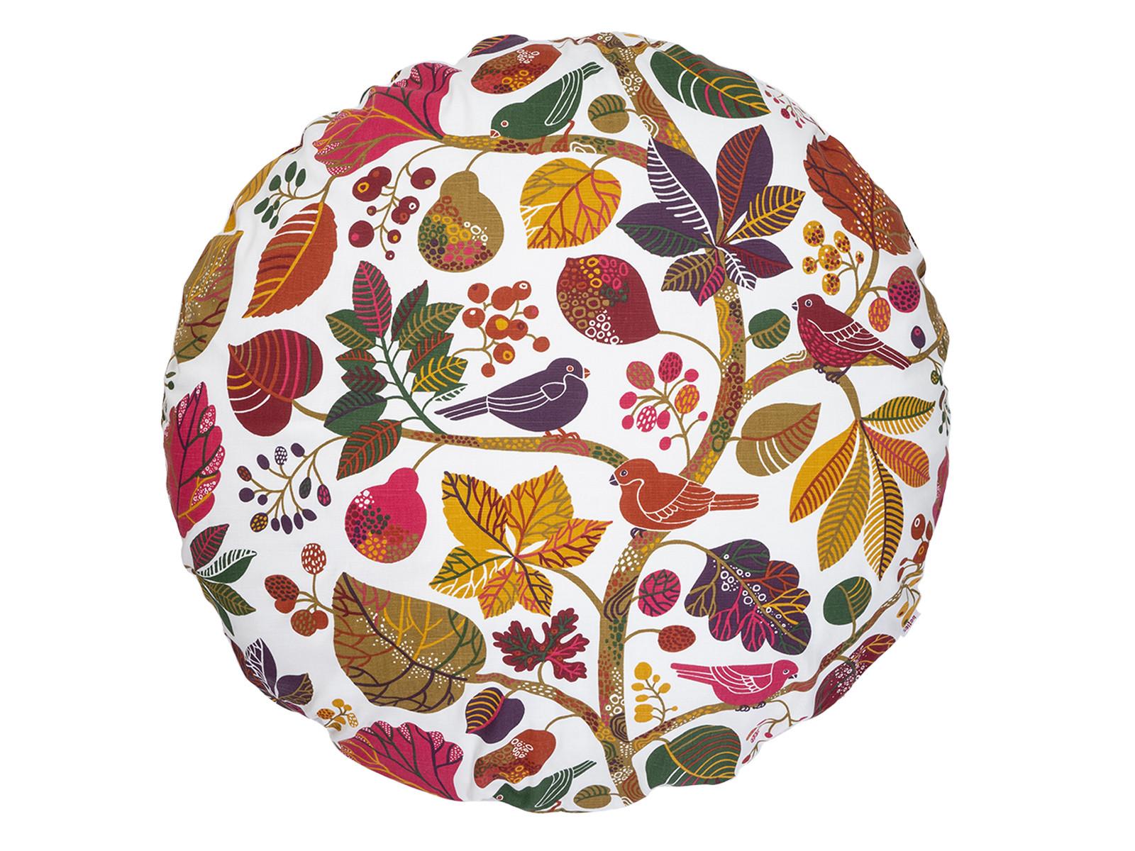 KISSENHÜLLE Rund Zauberwald elfenbein-bunt Baumwolle 80 cm Ø - Ecru/Multicolor, Textil (80/80cm) - beties Heimtextil