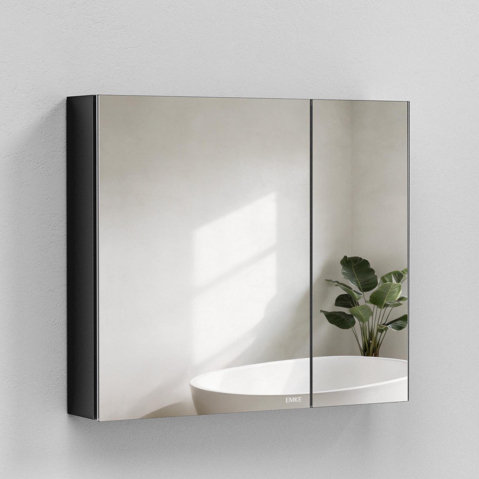 SPIEGELSCHRANK Schwarz 85/65/14,5 cm - Schwarz, Metall (85/65/14.5cm) - EMKE