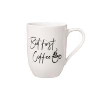BECHER MIT HENKEL 'BUT FIRST COFFEE' Statement weiß 290 ml - Weiß, Keramik (0.29L) - Villeroy & Boch