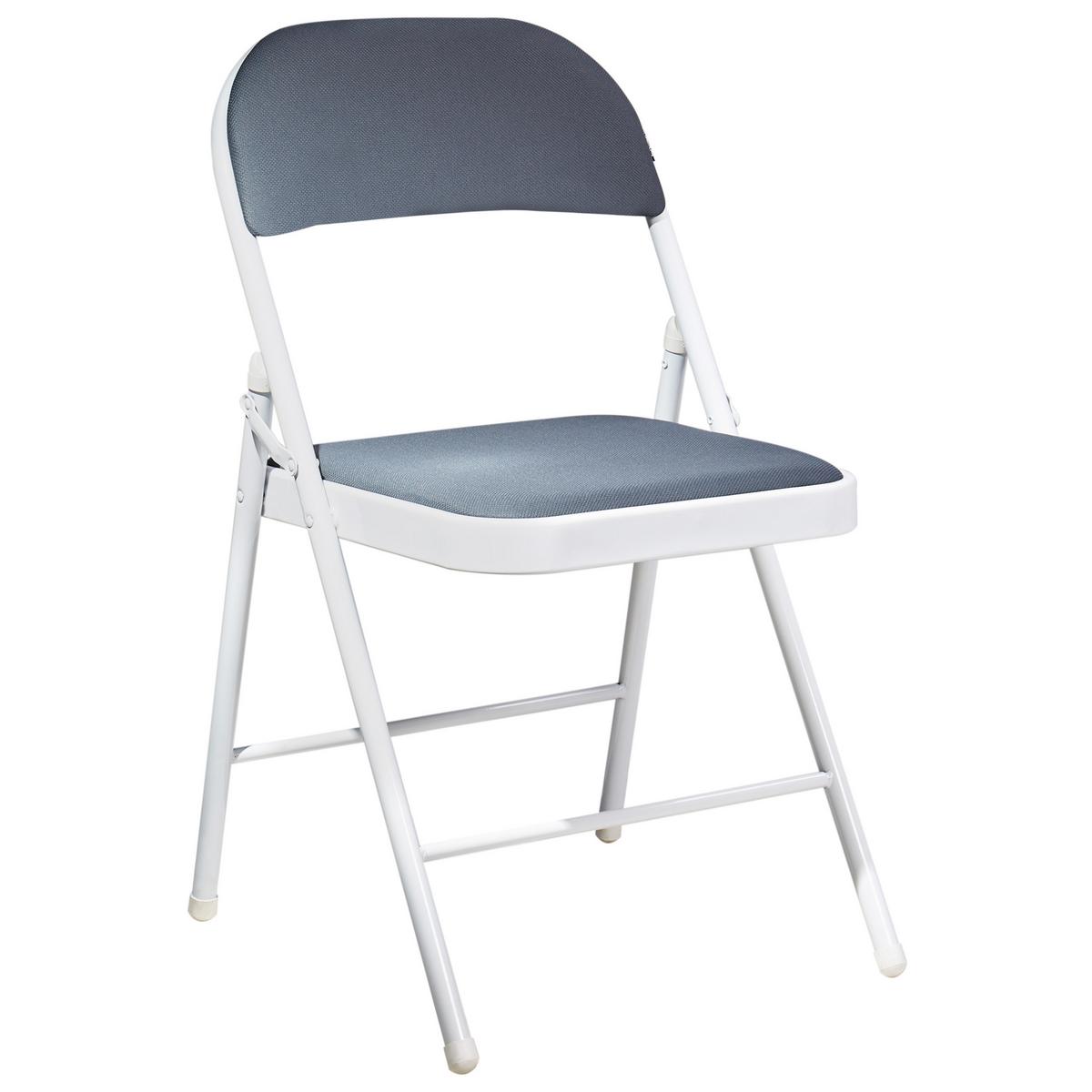 KLAPPSTUHL 4er-Set Metall Dunkelgrau/Weiß Sparks - Dunkelgrau, Metall (45/77/47cm) - Beliani