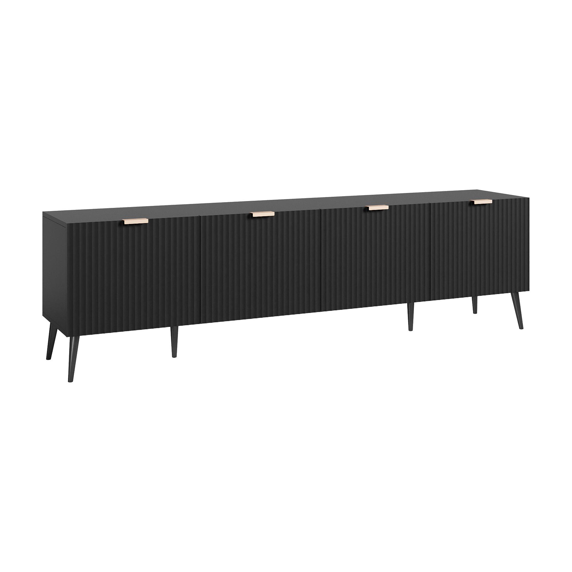 FERNSEHSCHRANK Nand - Schwarz, Holzwerkstoff/Metall (35/51/180cm) - [en.casa]