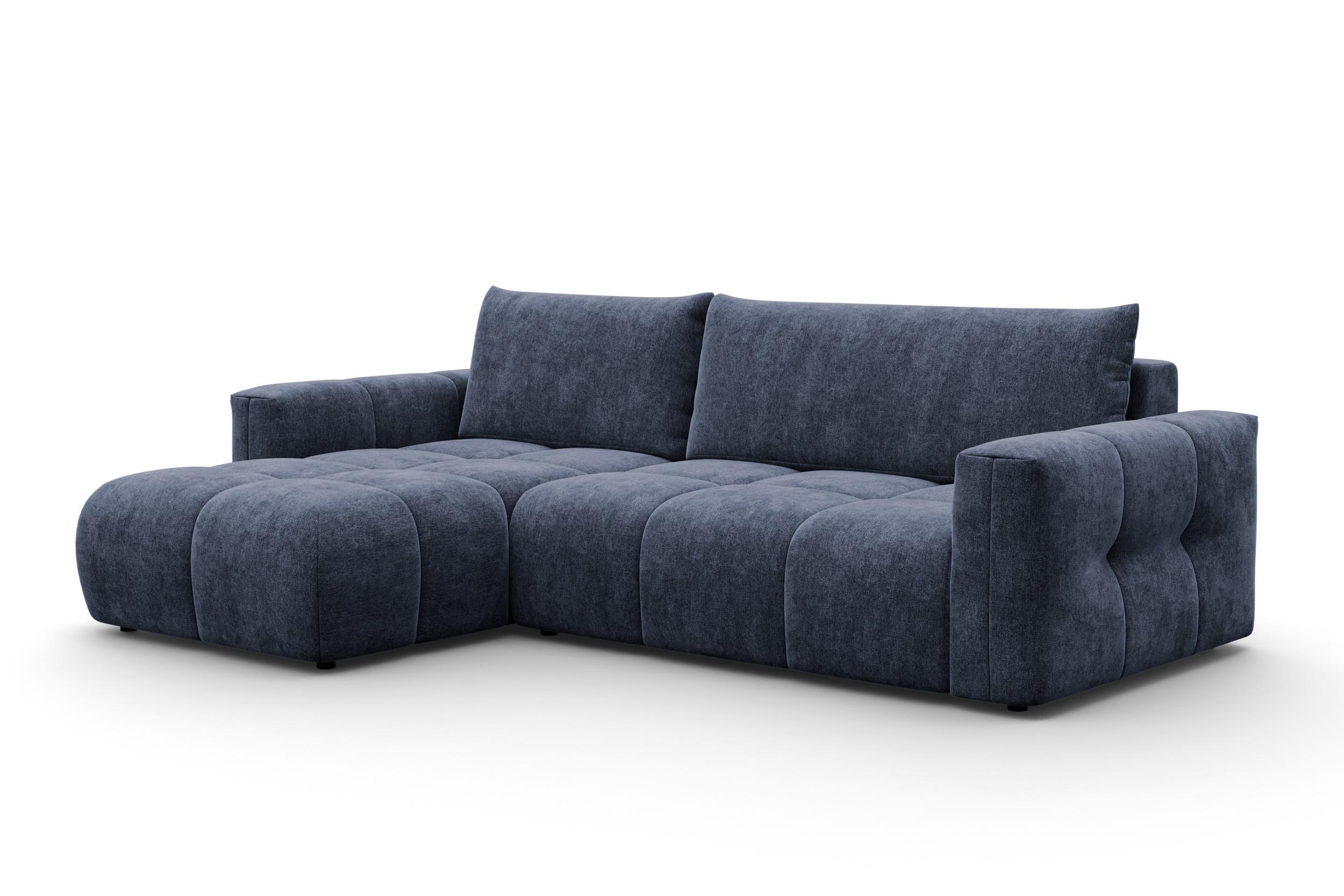 ECKSOFA VERONA 4-Sitzer links, Marineblau - Blau/Schwarz, Holz/Textil (266/173cm) - Courtois Laville