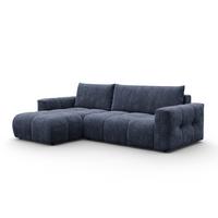 ECKSOFA VERONA 4-Sitzer links, Marineblau - Blau/Schwarz, Holz/Textil (266/173cm) - Courtois Laville