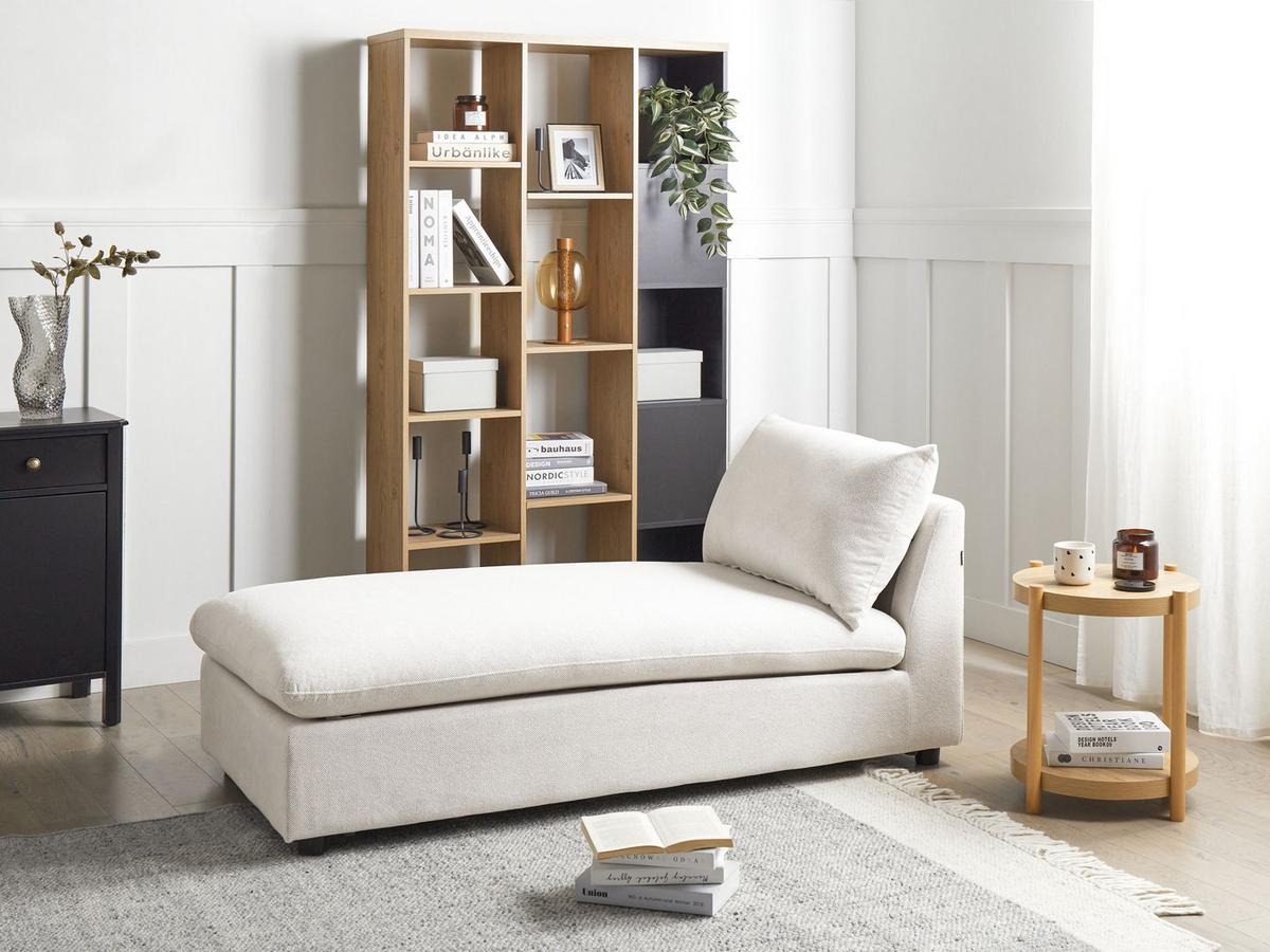 CHAISELONGUE Stoff Cremeweiß Vizille - Creme/Schwarz, Textil (80/60/160cm) - Beliani