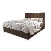 BOXBETT MERIL 160x200 cm mit Matratze und Topper - Braun - Hellbraun, Holz (160/200cm) - MASSENO