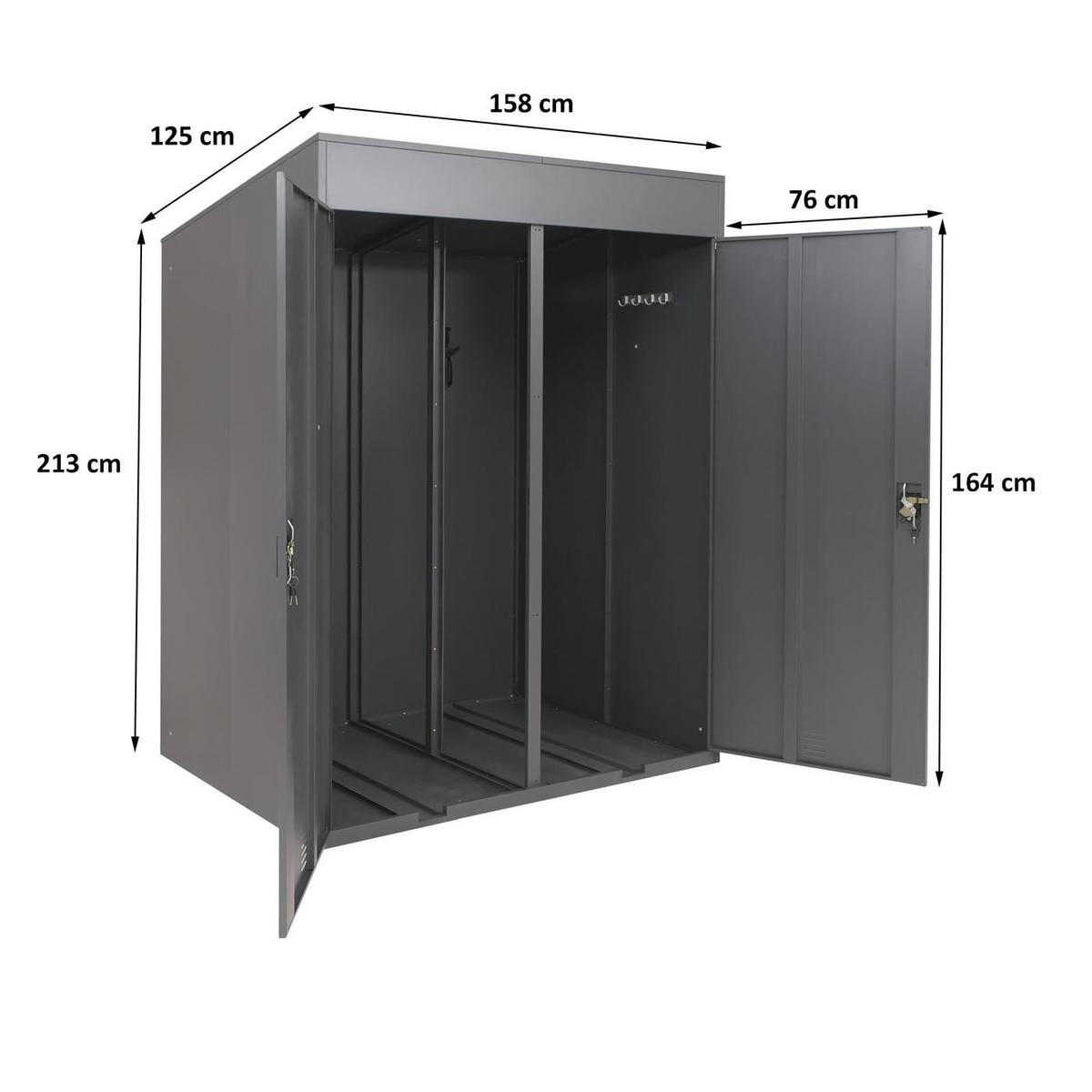 FAHRRADGARAGE H66B rechteckig Hellgrau - Hellgrau, Metall (158/213/125cm) - MCW