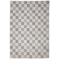 BAUMWOLLTEPPICH waschbar AFTON, Schachbrettmuster, Natur-Blau, 194 x 290 cm - Beige, Textil (194/290cm) - KADIMA DESIGN