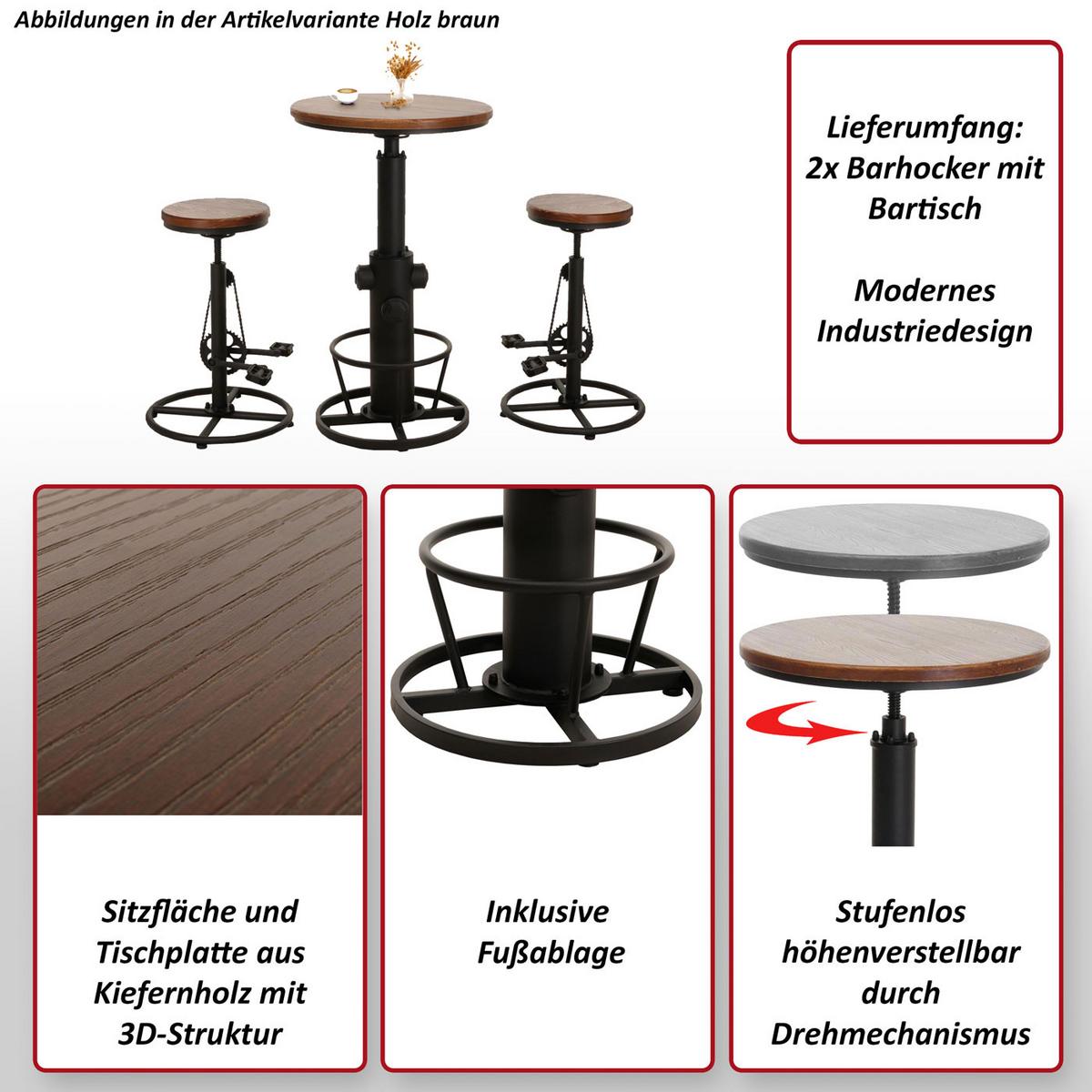 BARTISCH + BARHOCKER rund Beige 3er-Set - Beige, Holz (61/123/61cm) - MCW