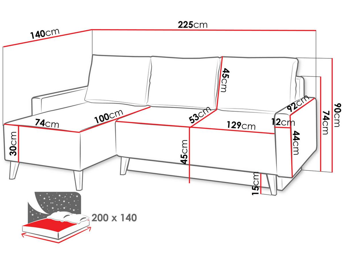 ECKSCHLAFSOFA Oviedo - Schwarz, Holz/Kunststoff (225/140cm) - MIRJAN24