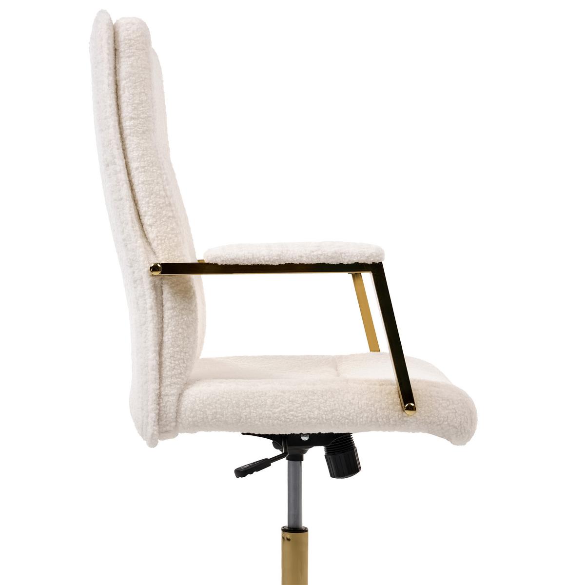 CHEFSESSEL Bouclé Cremeweiß Demure - Weiß, Textil (60/106/60cm) - Beliani
