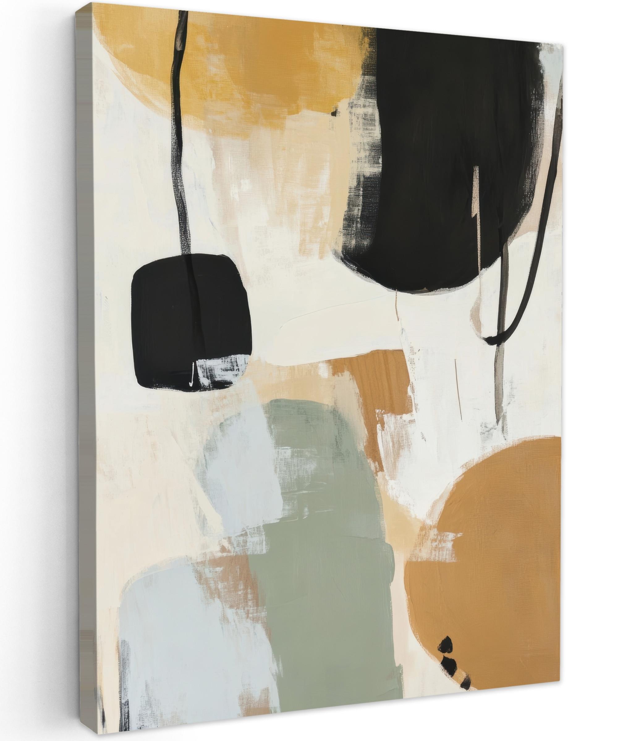 LEINWANDBILD Farbe - Abstrakt - Farben Wandbild Wohnzimmer 60x80 cm - Currygelb, Textil (60/80cm) - MuchoWow