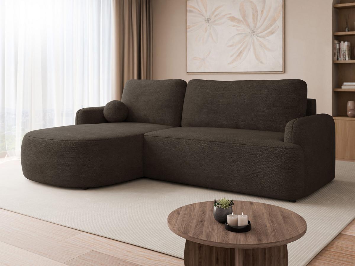 ECKSOFA Loridu, Seite: Links - Schwarz/Braun, Holz/Kunststoff (250/174cm) - MIRJAN24