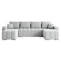 WOHNLANDSCHAFT Pufetto U Boucle - Silberfarben/Hellgrau, Holz/Textil (313/86/147cm) - MIRJAN24