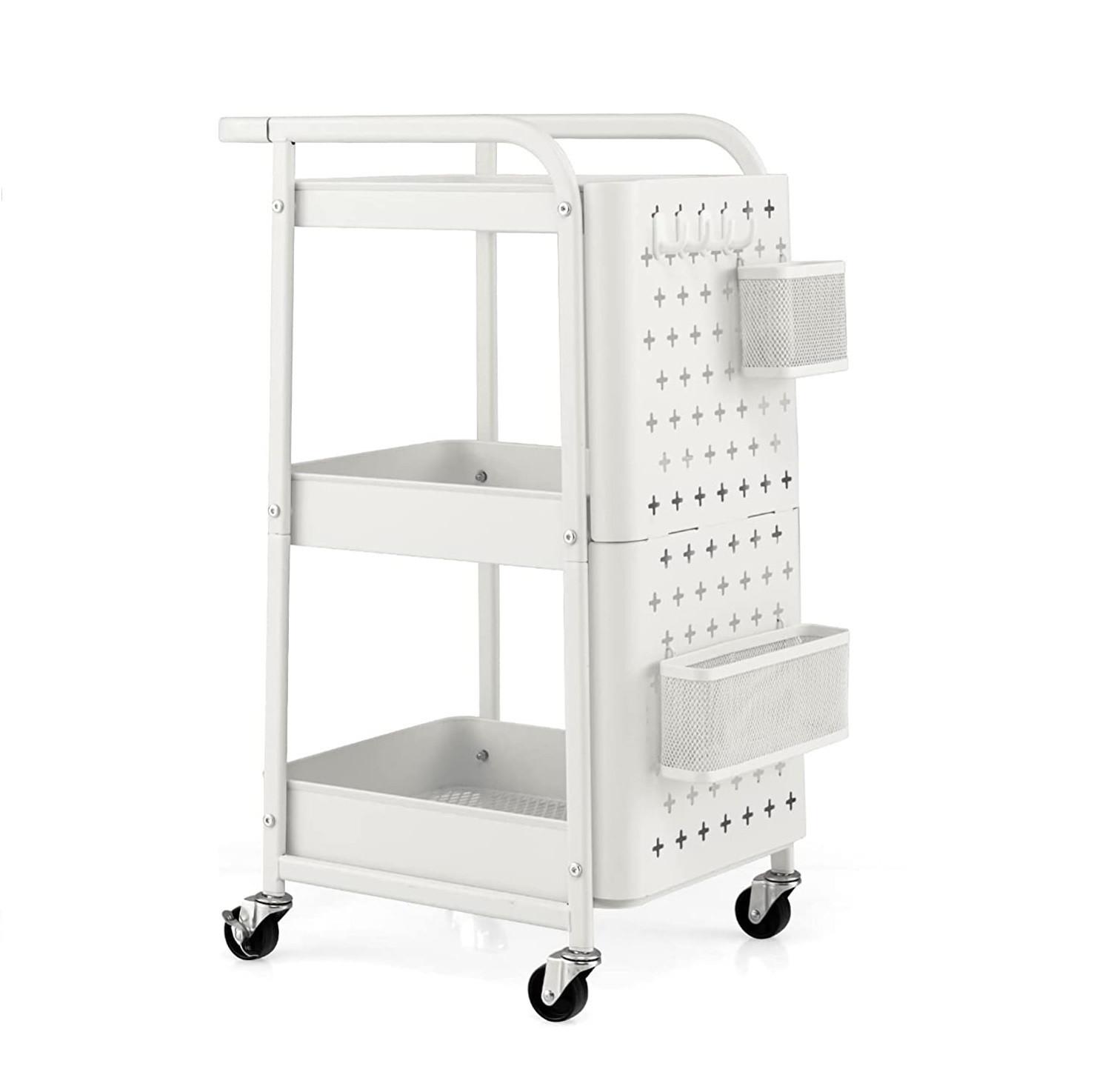 KUCHENWAGEN Rollwagen 4 Etagen Weiß - Weiß, Metall (52/75/33cm) - COSTWAY