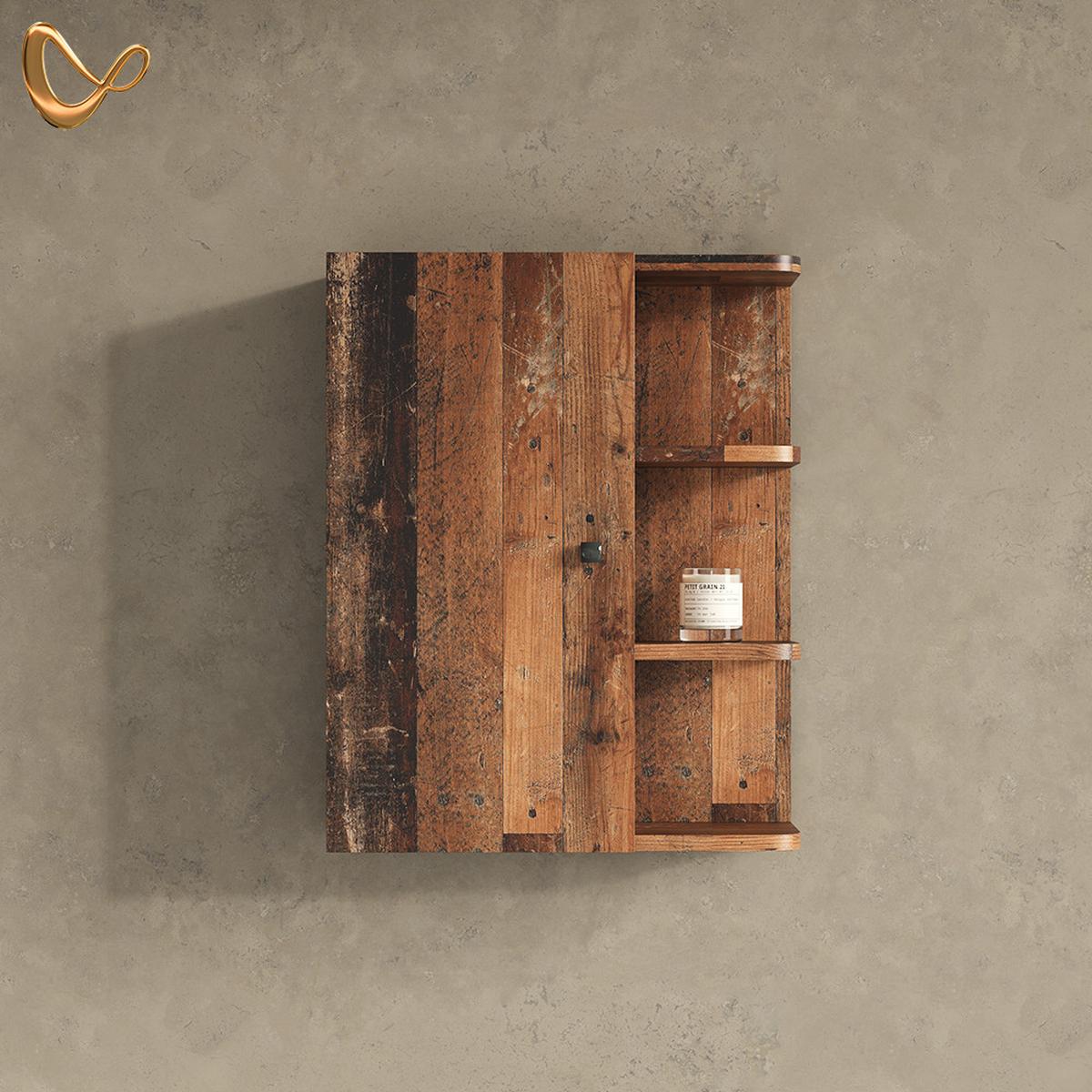 BADSCHRANK Fucino Eiche rustikal 47.2 x 59.2 cm - Wildeiche, Holzwerkstoff (47.2/59.2/20.8cm) - Livinity®
