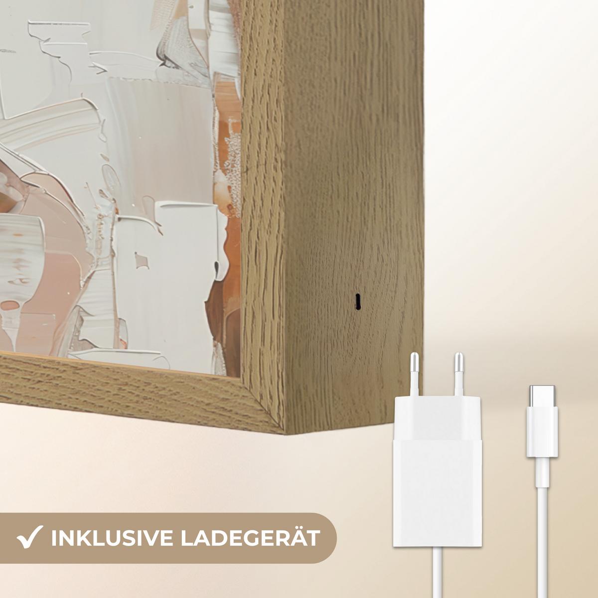 WANDLEUCHTE MIT AKKU Frau - Lackierung - Porträt - Modern 40x30 cm - Braun, Holzwerkstoff (40/30/8cm) - OnlyWow