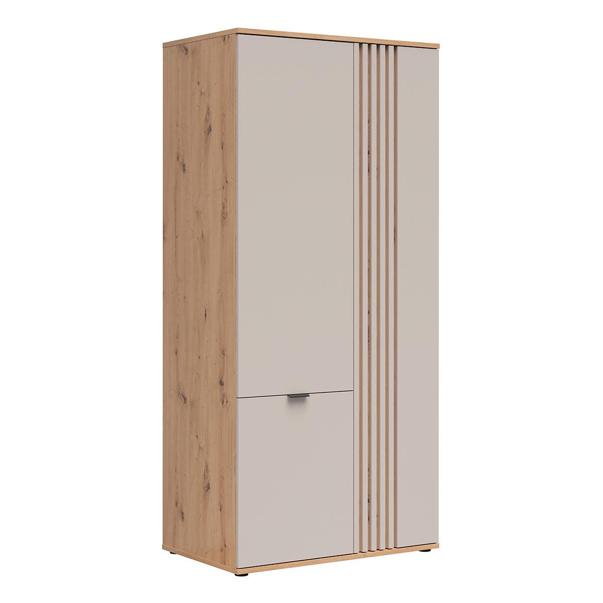 SCHRANK 3 Türen Ezra Kaschmir und Holz - Beige, Holzwerkstoff (90.5/195.5/56cm) - Petits-meubles
